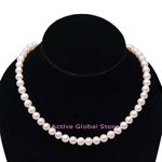 New 7-8 mm Natural Fresh Water Cultured Pearl 925 Sterling Silver (RH) Clasp Necklace, Love Gift